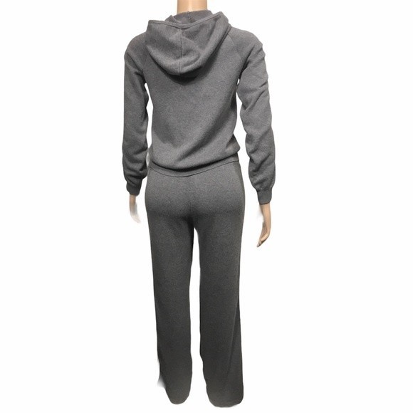 New York Laundry 2 Piece Knit Track suit Hooded Gray W / Pink Striped size S - Picture 3 of 15
